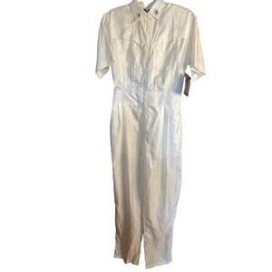 VINTAGE White Jumpsuit DEADSTOCK 80s Medium